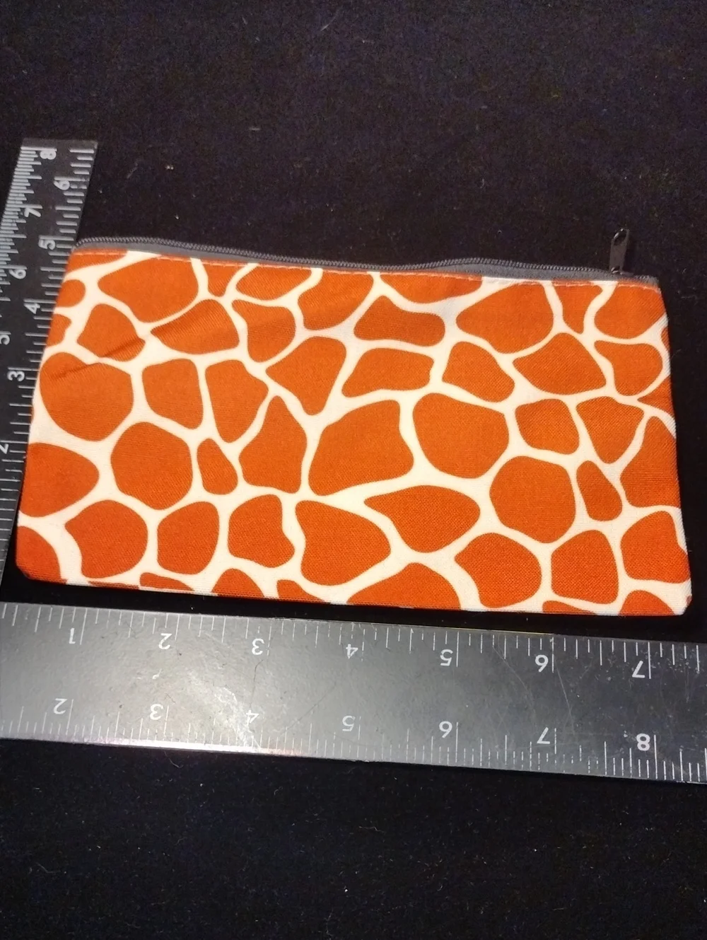Orange Giraffe Print Zip Pouch - Stylish Accessory